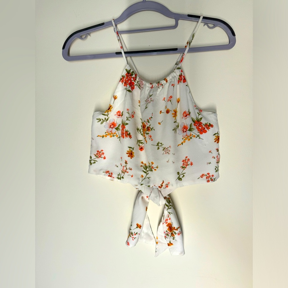 Shoulder strap floral print with tie top
